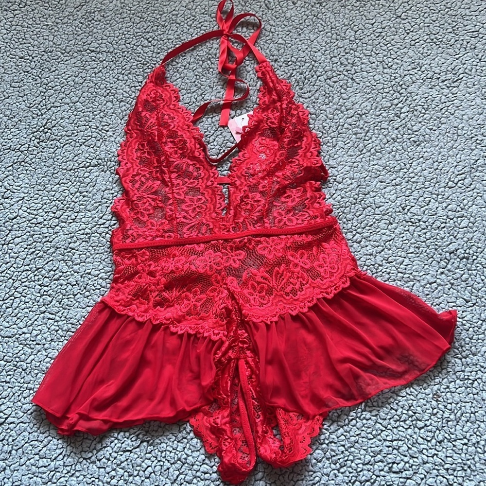 NWT Thisrose Sexy Teddy Lace Halter Babydoll Lingerie - Picture 4 of 10